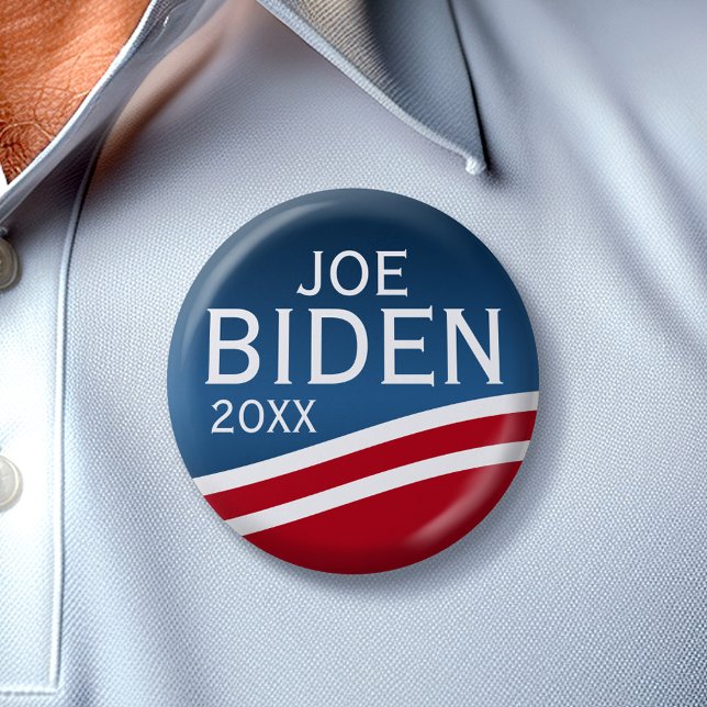 Badge Rond 5 Cm Joe Biden - Conception moderne des vagues (Joe Biden 2024 Button)