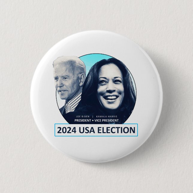 Badge Rond 5 Cm Joe Biden et Kamala Harris ÉLECTION 2024 USA (Devant)