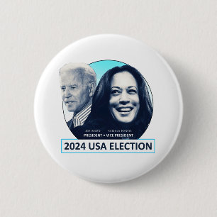 Badge Rond 5 Cm Joe Biden et Kamala Harris ÉLECTION 2024 USA