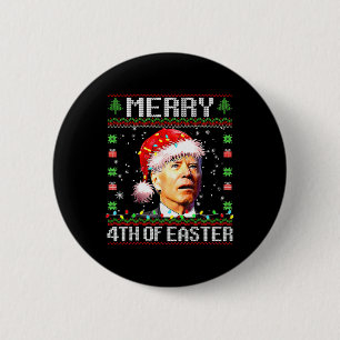Badge Rond 5 Cm Joe Biden Joyeux 4ème Pâques Sweat de Noël laid