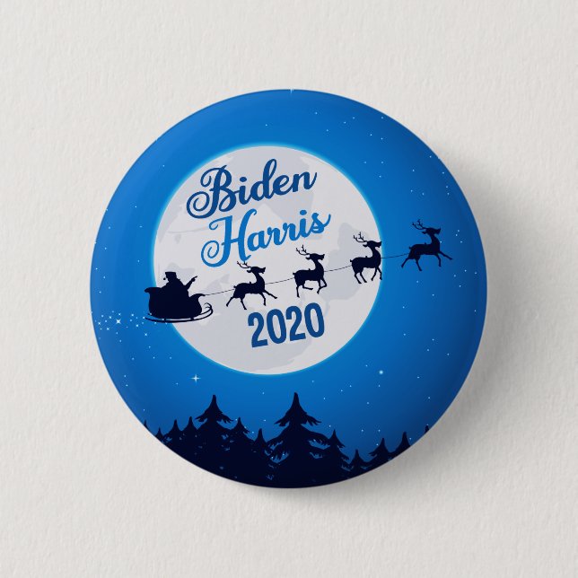 Badge Rond 5 Cm Joe Biden Kamala Harris 2020 Noël (Devant)
