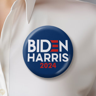 Badge Rond 5 Cm Joe Biden Kamala Harris 2024 Rouge blanc bleu