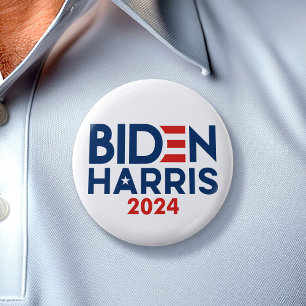 Badge Rond 5 Cm Joe Biden Kamala Harris 2024 Rouge blanc bleu