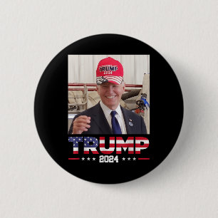 Badge Rond 5 Cm Joe Biden Portant Un Casquette Trump