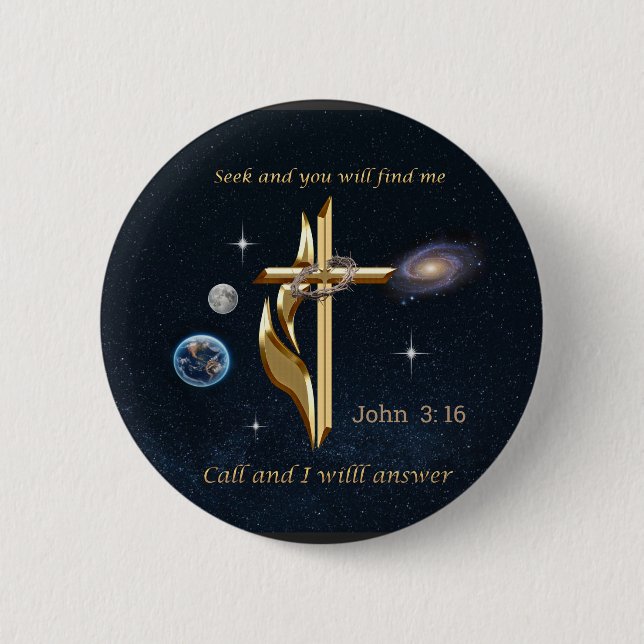 Badge Rond 5 Cm John 3:16 (Devant)