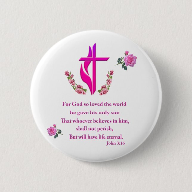Badge Rond 5 Cm John 3:16 (Devant)