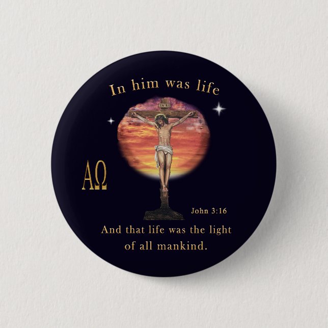 Badge Rond 5 Cm John 3:16 (Devant)