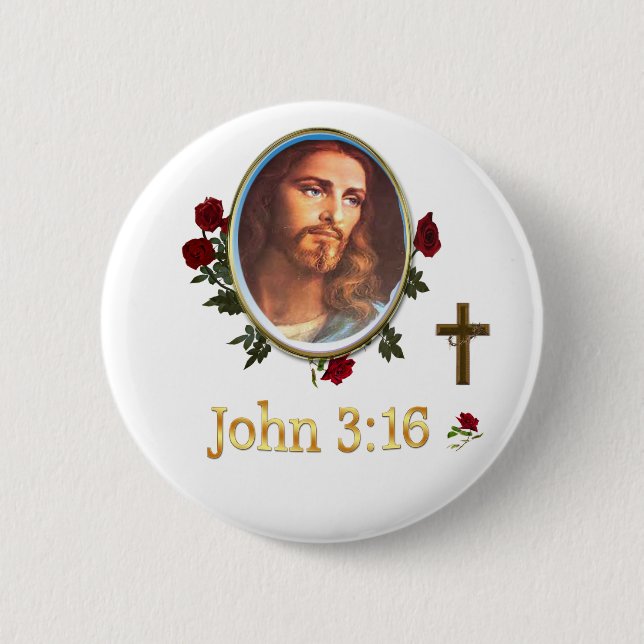 Badge Rond 5 Cm John 3:16 (Devant)
