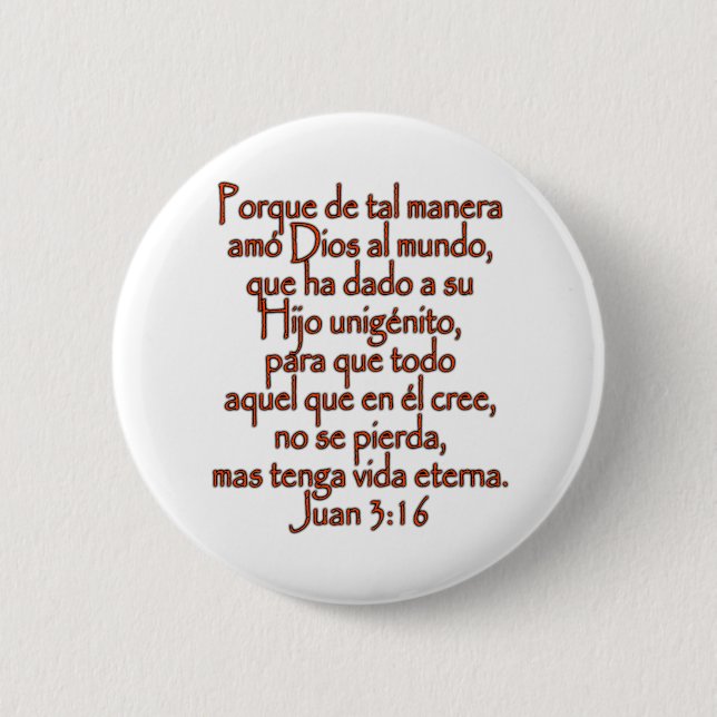 Badge Rond 5 Cm John 3:16 Espagnol (Devant)