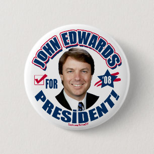 Badge Rond 5 Cm John Edwards pour le président 2008 bouton