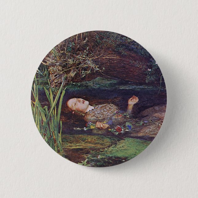 Badge Rond 5 Cm John Everett Millais Ophélie (Devant)