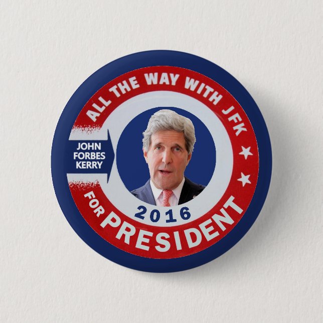 Badge Rond 5 Cm John Kerry pour le président 2016 (Devant)