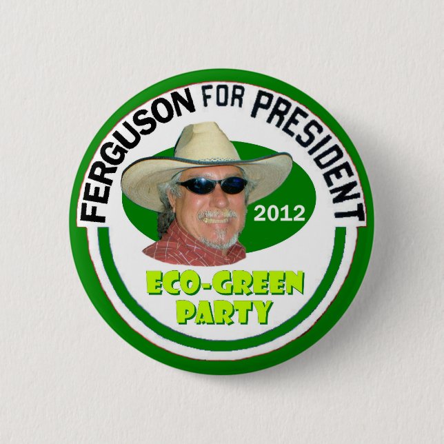 Badge Rond 5 Cm John "vert" Ferguson pour le président 2012 (Devant)