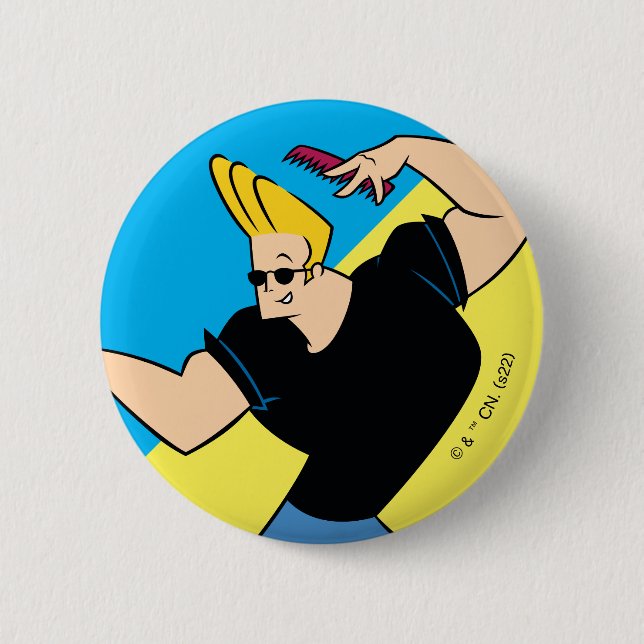 Badge Rond 5 Cm Johnny Bravo Coiffure (Devant)
