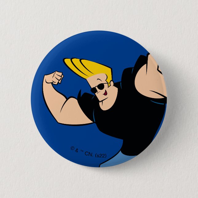 Badge Rond 5 Cm Johnny Bravo Pose Iconique (Devant)