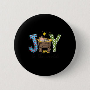 Badge Rond 5 Cm Joie au monde par Jésus Scène de Noël de la Nativi