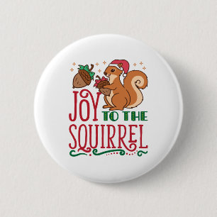 Badge Rond 5 Cm Joie de Noël aux écureuils
