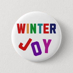 Badge Rond 5 Cm Joie d'hiver - Lettres colorées douillettes