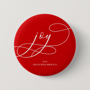 Badge Rond 5 Cm Joie minimale Noël rouge blanc