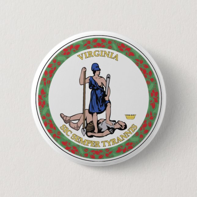 Badge Rond 5 Cm Joint d'état de la Virginie (Devant)