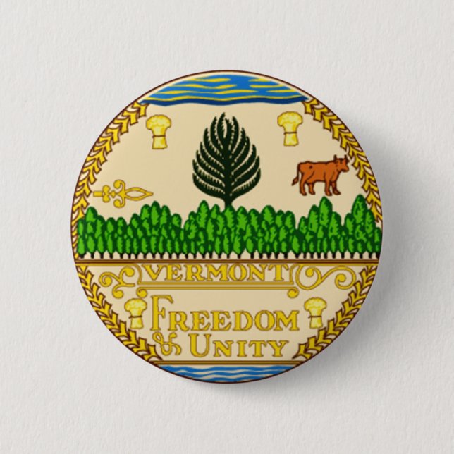 Badge Rond 5 Cm Joint d'état du Vermont (Devant)