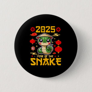 Badge Rond 5 Cm Joli 2025 Année du Serpent Bonne Année Chinoise
