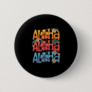 Badge Rond 5 Cm Joli Aloha Hawaïen Vacances d'été Shaka Hibiscus