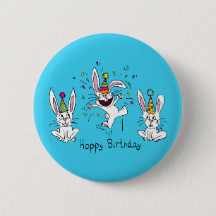Badge Rond 5 Cm Joli Anniversaire Lapin lapins Enfants