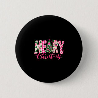 Badge Rond 5 Cm Joli arbre de Noël rose coquet pour enfants