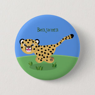 Badge Rond 5 Cm Joli bébé guépard en cours de dessin animé illustr