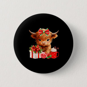 Badge Rond 5 Cm Joli bébé vache des Highlands Joyeux Noël vache de