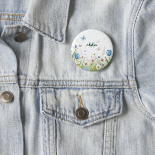 Badge Rond 5 Cm Joli bouquet de fleurs sauvages de printemps vert
