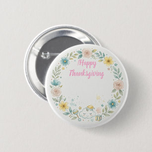 Badge Rond 5 Cm Joli bouton aquarelle florale Bonne Action de grâc