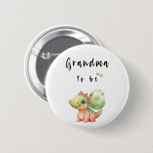 Badge Rond 5 Cm Joli bouton bébé dinosaure grand-mère à venir aqua