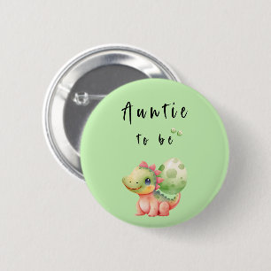 Badge Rond 5 Cm Joli bouton bébé dinosaure Tante à venir aquarelle