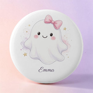 Badge Rond 5 Cm Joli bouton fantôme rose pour Halloween Trick or T