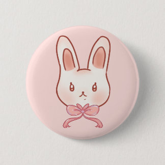 Badge Rond 5 Cm Joli bouton lapin rose ruban