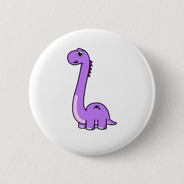 Badge Rond 5 Cm Joli Brontosaurus Dinosaur Enfants et Adultes Dino (Devant)