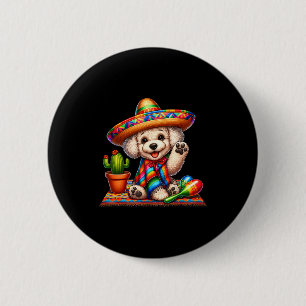 Badge Rond 5 Cm Joli caniche cinco de mayo 2025 amoureux des chien