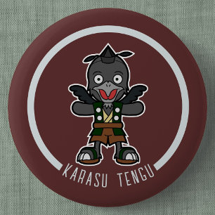 Badge Rond 5 Cm Joli Cartoon Crow Tengu   Yokai japonais