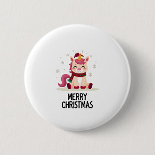 Badge Rond 5 Cm Joli chapeau de Noël licorne T-Shi de Noël licorne