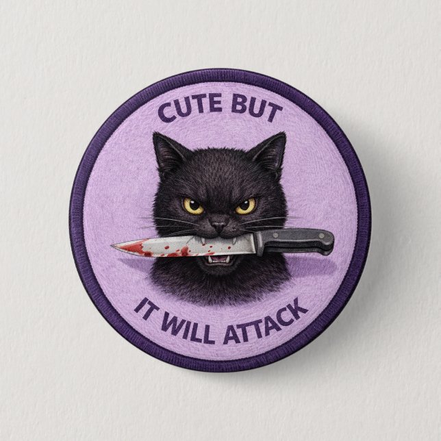Badge Rond 5 Cm Joli Chat (Devant)