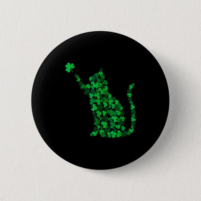 Badge Rond 5 Cm Joli chat jour de la Saint-Patrick trèfle chat cha (Devant)
