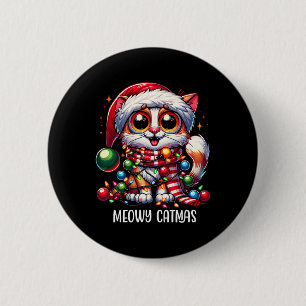 Badge Rond 5 Cm Joli Chat Meowy Catmas Xmas Noël Tenue Chat Papa