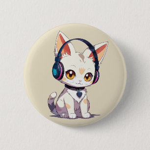 Badge Rond 5 Cm Joli Chat Stylé