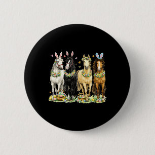 Badge Rond 5 Cm Joli cheval de Pâques lapin oreilles œufs printemp