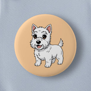 Badge Rond 5 Cm Joli chien West Highland White Terrier Beige
