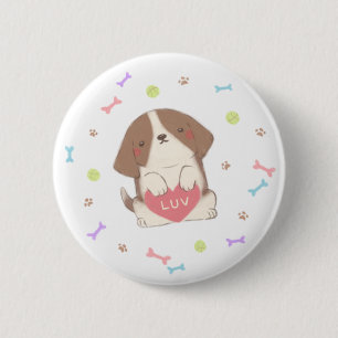 Badge Rond 5 Cm Joli chiot avec l'illustration de LUV
