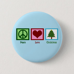 Badge Rond 5 Cm Joli coeur bleu de signe de paix d'arbre de Noël