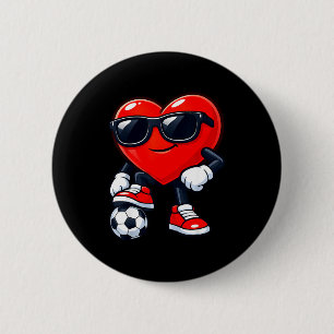 Badge Rond 5 Cm Joli cœur jouant au football à la Saint-Valentin F